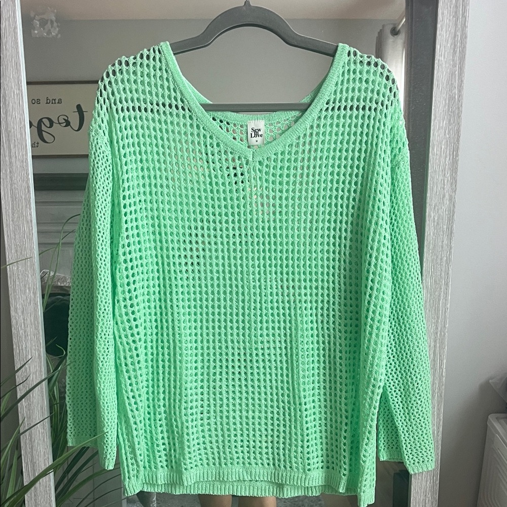 Sew In Love Mint V-Neck Knit Top